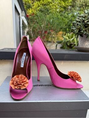 Brian Atwood Pink Open-Toe Pump Size 8,5